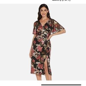 Adrianna Papell foil faux wrap dress 12p